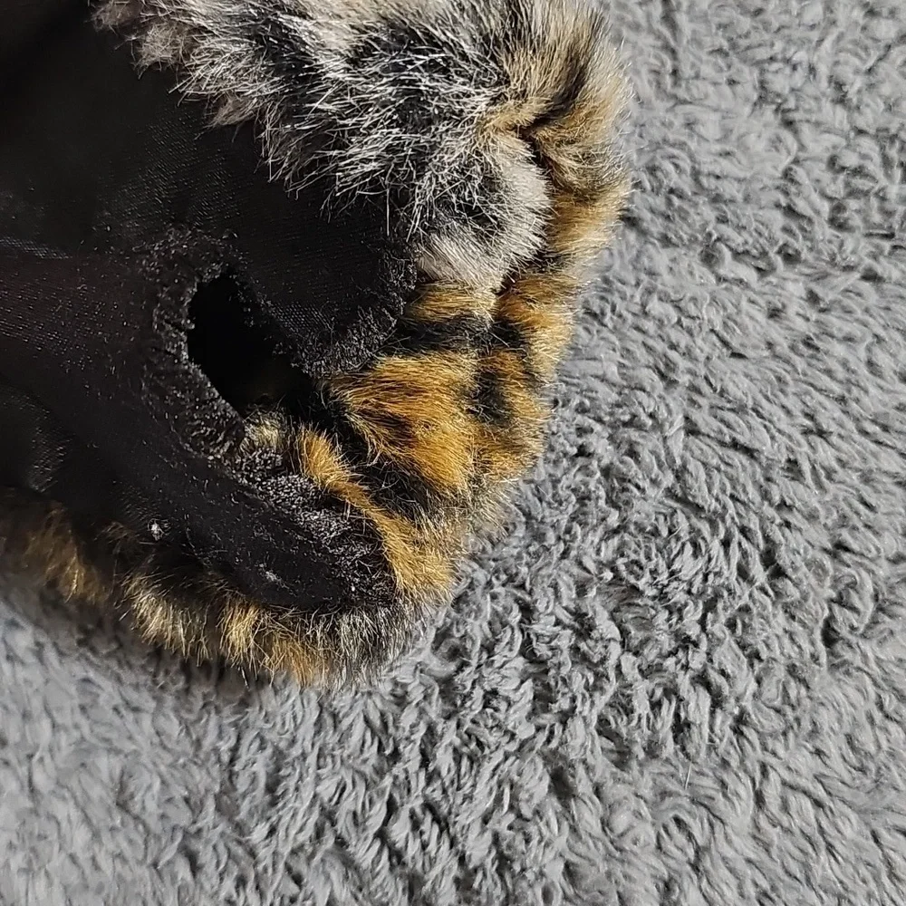 Animal Print Faux Fur Pull Through Stole Scarf Wrap